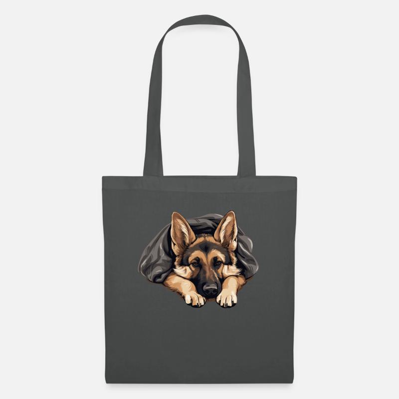 Schlafender Deutscher Schäferhund Hund - Stoffbeutel - Graphite