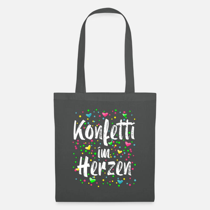 Konfetti im Herzen Karneval Kostüm Fasching - Stoffbeutel - Graphite