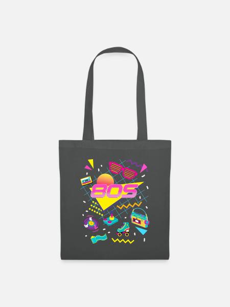 80er Jahre Motto Party Kostüm Outfit - Stoffbeutel - Graphite