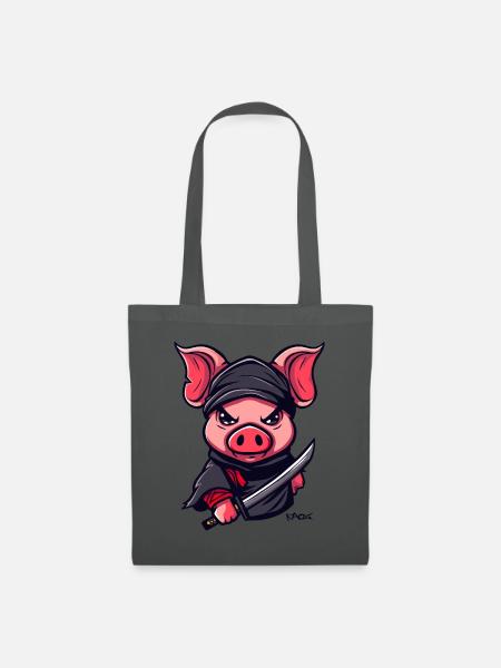 Ninja Schwein - Stoffbeutel - Graphite
