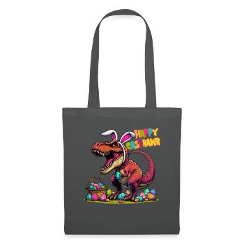 Dinosaure Trex garçons panier de Pâques lapin de Pâques joyeux - Sac en tissu - gris graphite - Devant