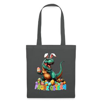 Dinosaur Trex Boys Easter Basket Easter Bunny - Tote Bag - graphite grey - Front