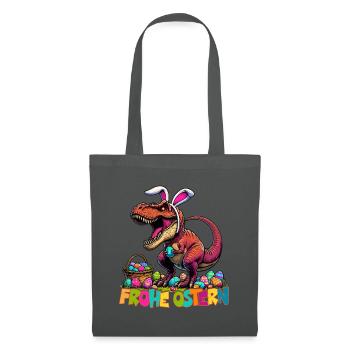 Dinosaur Trex Boys Easter Basket Easter Bunny - Tote Bag - graphite grey - Front