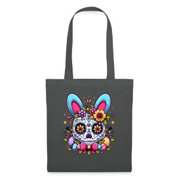Colorful Sugar Skull Easter Bunny Easter Egg Easter Basket - Tote Bag - graphite grey - Front