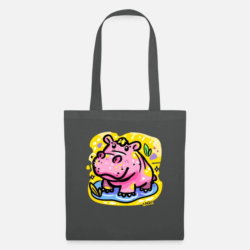 Hippopotame coloré et mignon - Sac en tissu - gris graphite