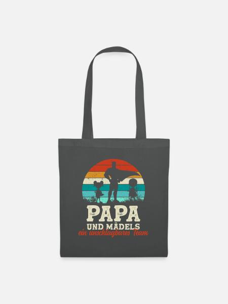Team Super Papa und Töchter Vatertag Geschenk - Stoffbeutel - Graphite