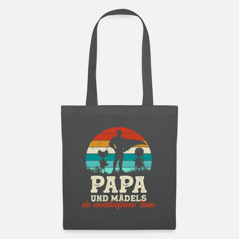 Team Super Papa und Töchter Vatertag Geschenk - Stoffbeutel - Graphite