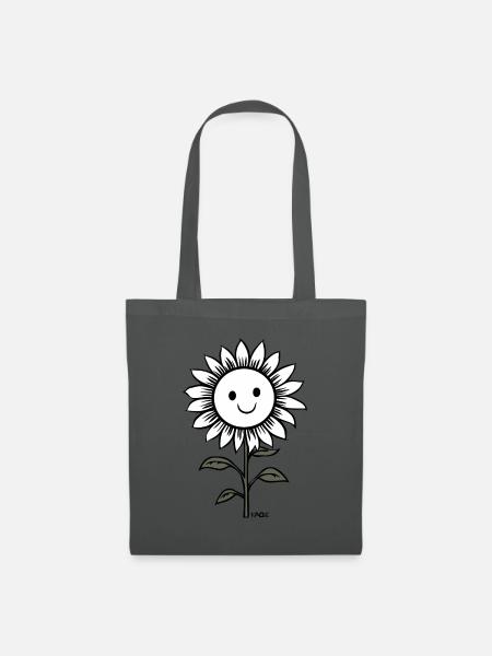 Fröhlicher Sonnenblume - Stoffbeutel - Graphite