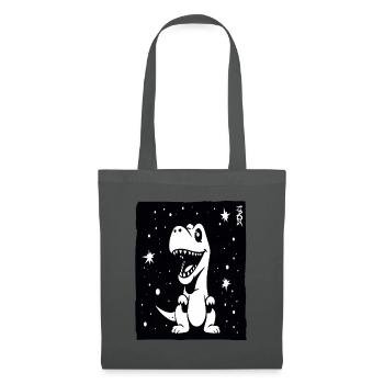 Einige Sterne und ein niedlicher Dino - Stoffbeutel - Graphite - Vorne