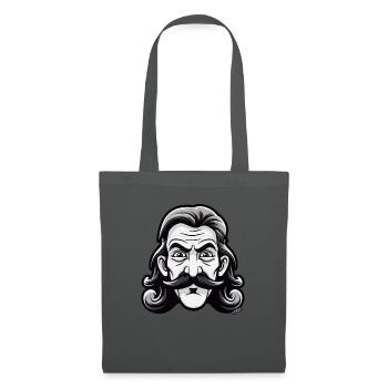 Schnurrbart Mann mit Nacken-Matte Vokuhila - Stoffbeutel - Graphite - Vorne