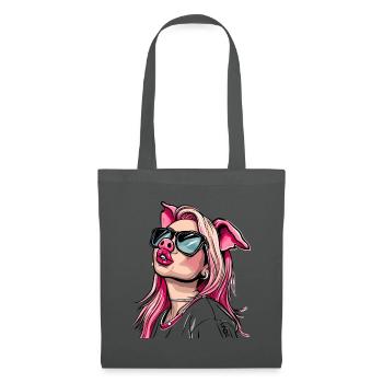 Superstar et influenceuse cool cochon girl - Sac en tissu - gris graphite - Devant