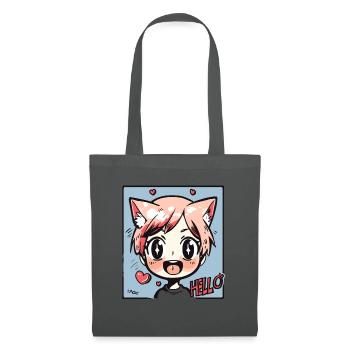 Süßes Fuchs Anime-Kind: Hallo! - Stoffbeutel - Graphite - Vorne