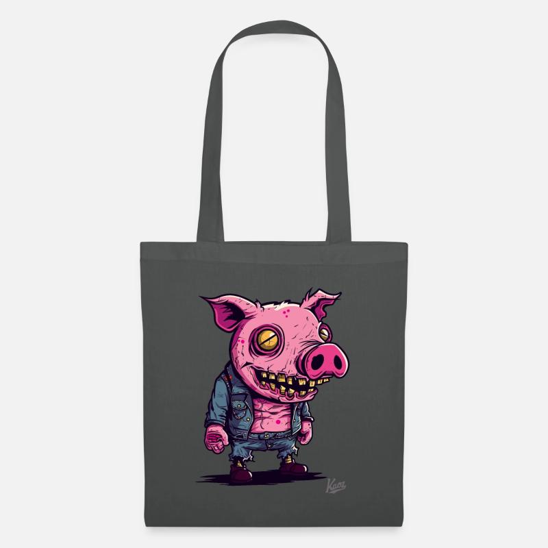 Kleines dummes lustiges Zombie-Schwein - Stoffbeutel - Graphite