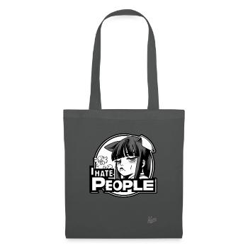 Annoyed cartoon girl: "I hate people" - Tote Bag - graphite grey - Front