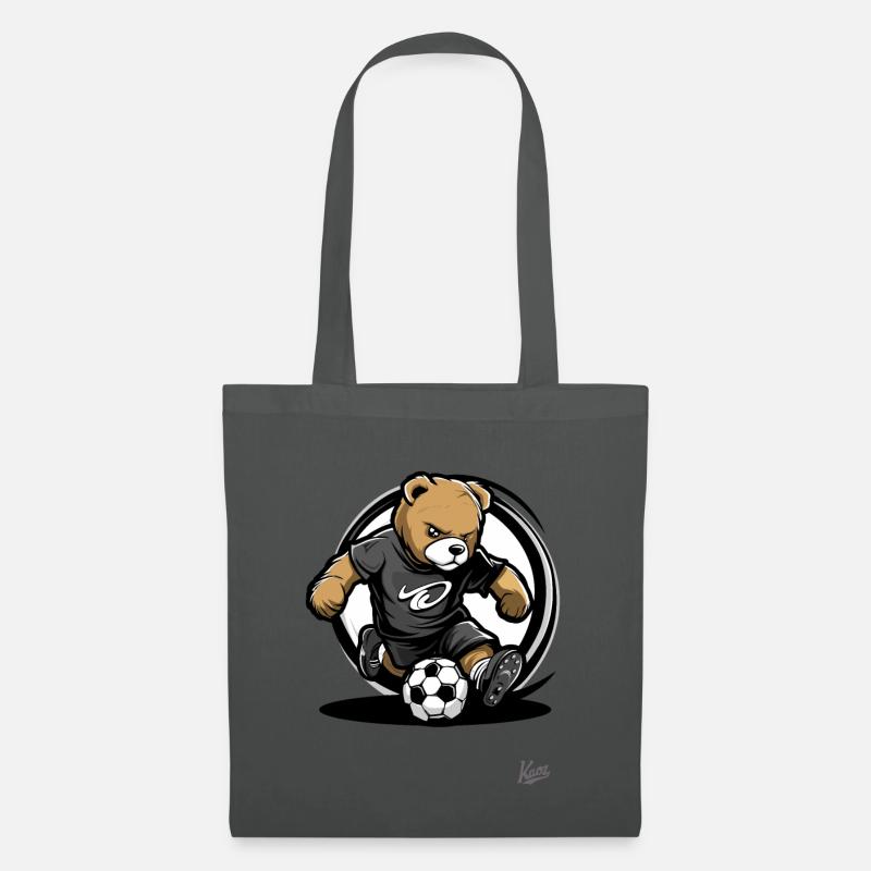Fußball Bär - Stoffbeutel - Graphite