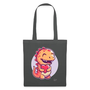 Cute little dinosaur dragon with a heart for love - Tote Bag - graphite grey - Front