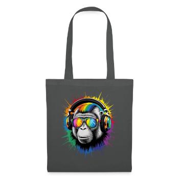 DJ Cool Fun Lustig Bunt Pop Art Techno Festival - Stoffbeutel - Graphite - Vorne