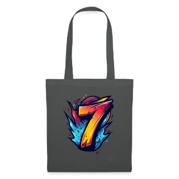 Design « 7 » lumineux aux couleurs explosives - Sac en tissu - gris graphite - Devant