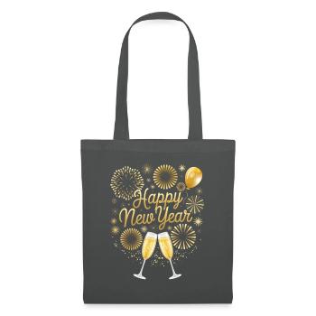 Silvester Party Outfit Neujahr Happy New Year - Stoffbeutel - Graphite - Vorne
