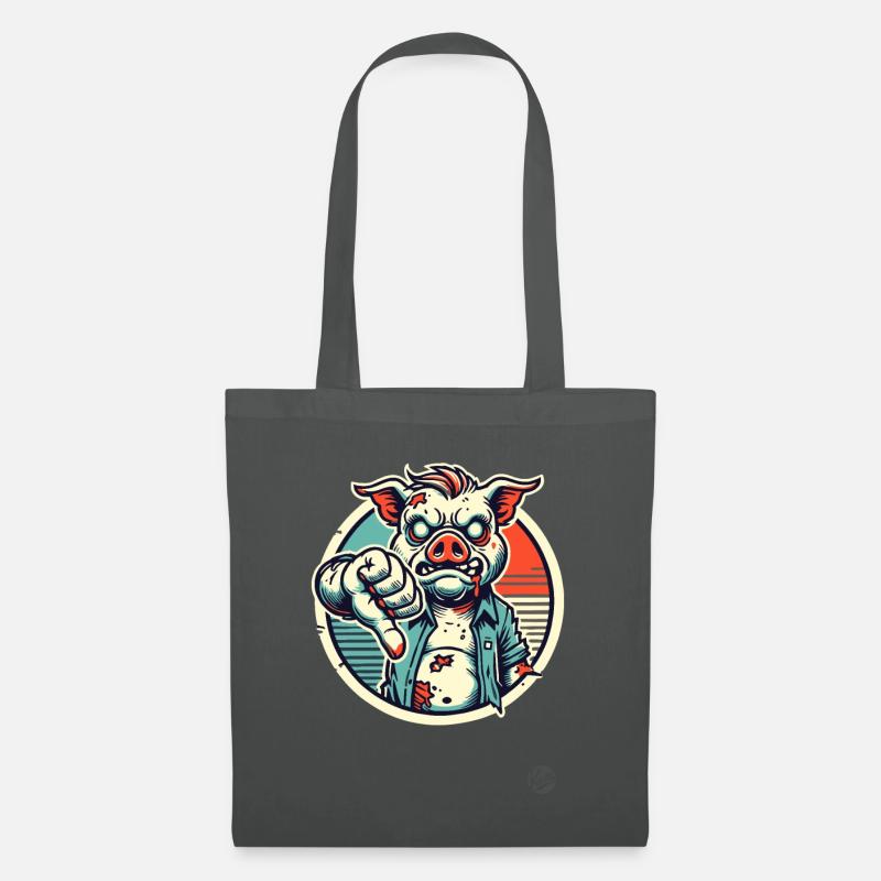 Daumen runter Zombie-Schwein - Stoffbeutel - Graphite