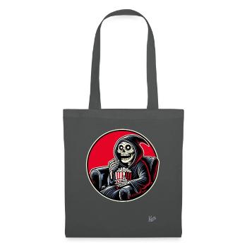 Grim Reaper Cineast mit Popcorn - Stoffbeutel - Graphite - Vorne