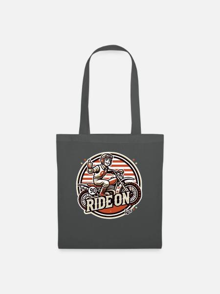 Fahr weiter! Retro alte Schule Motocross - Stoffbeutel - Graphite