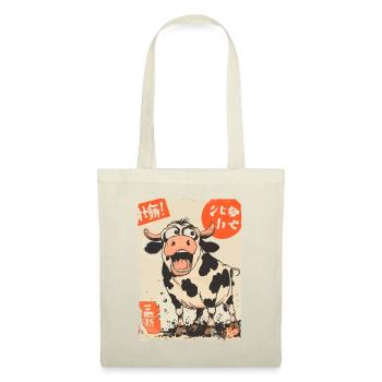 Japanische Cartoon-Kuh mit Laune - Stoffbeutel - Natur - Vorne