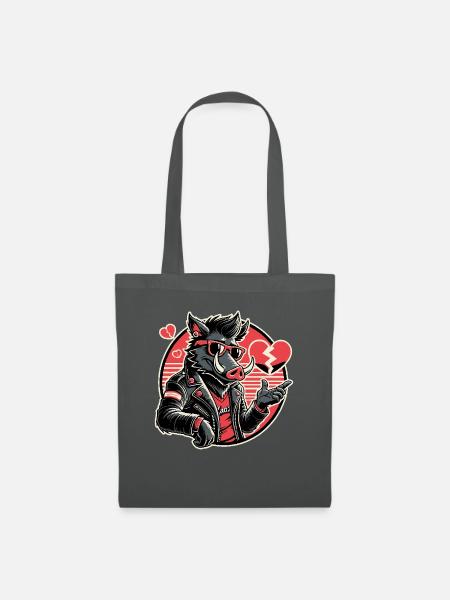 Cooler Biker-Herzensbrecher-Schwein - Stoffbeutel - Graphite