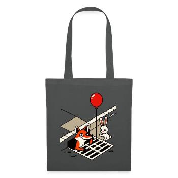 It's funny fox with balloon and rabbit in the drain - Tote Bag - graphite grey - Front