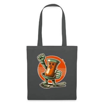 Faust hoch! Kämpferischer Çay Tee mit Löffel - Stoffbeutel - Graphite - Vorne