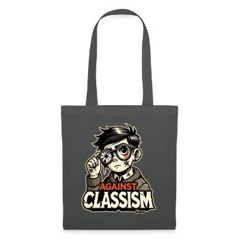 Poor boy with broken glasses: against classism - Tote Bag - graphite grey - Front