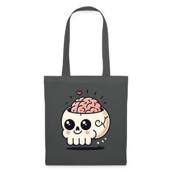 Cute & Crazy: Kawaii Skull with Heart & Brain - Tote Bag - graphite grey - Front