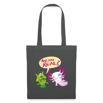 Alien surprised wonders if the axolotl is real - Tote Bag - graphite grey - Front