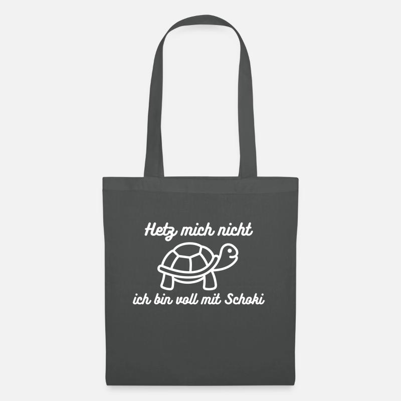 Hetz mich nicht voll mit Schoki Schildkröte - Stoffbeutel - Graphite