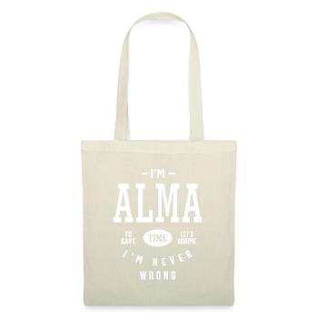 Alma personalisierter Name Geburtstagsgeschenk - Stoffbeutel - Natur - Vorne