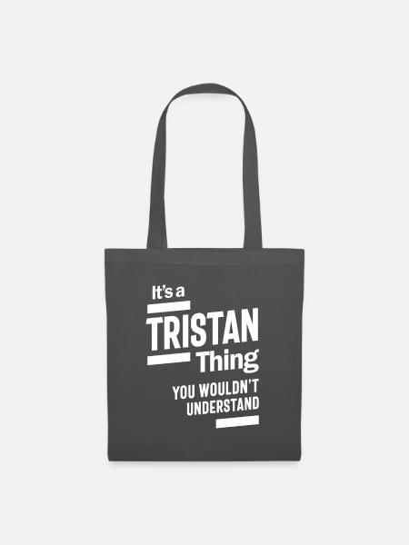Tristan personalisierte Name Geburtstag - Stoffbeutel - Graphite