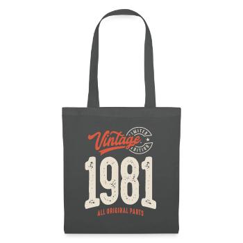 Vintage né en 1981 - 41ème anniversaire Retro - Sac en tissu - gris graphite - Devant