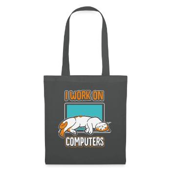 Lustige Katzen und Computer Halloween Kitty für Haustier l - Stoffbeutel - Graphite - Vorne