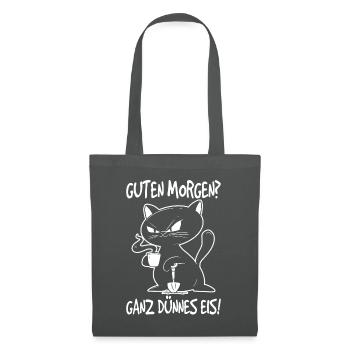 Guten Morgen Katze Langschläfer Morgenmuffel - Stoffbeutel - Graphite - Vorne
