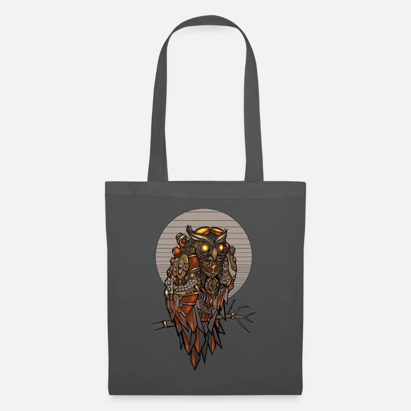 Steampunk Eule in farbig mechanisch geometrisch - Stoffbeutel - Graphite