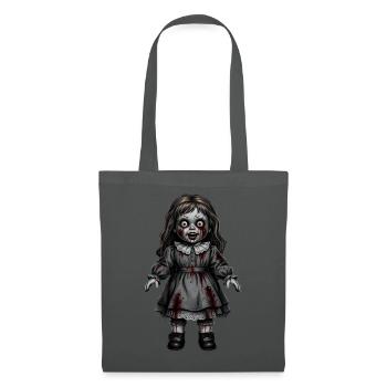 Gruselige Horror Puppe Halloween Geschenk  - Stoffbeutel - Graphite - Vorne