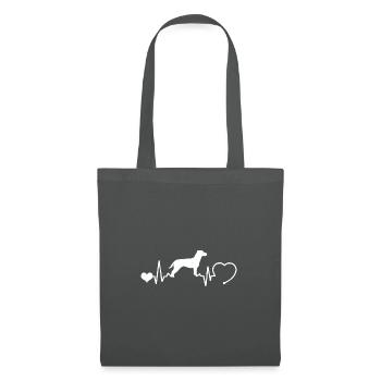 Jack Russell Terrier mit Herzschlag - Stoffbeutel - Graphite - Vorne