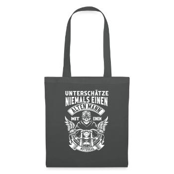 Alter Mann Biker Opa - Stoffbeutel - Graphite - Vorne