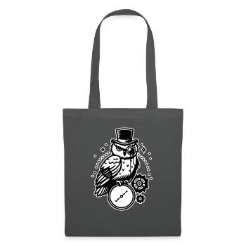 Conception de hibou et d’horloge steampunk - Sac en tissu - gris graphite - Devant
