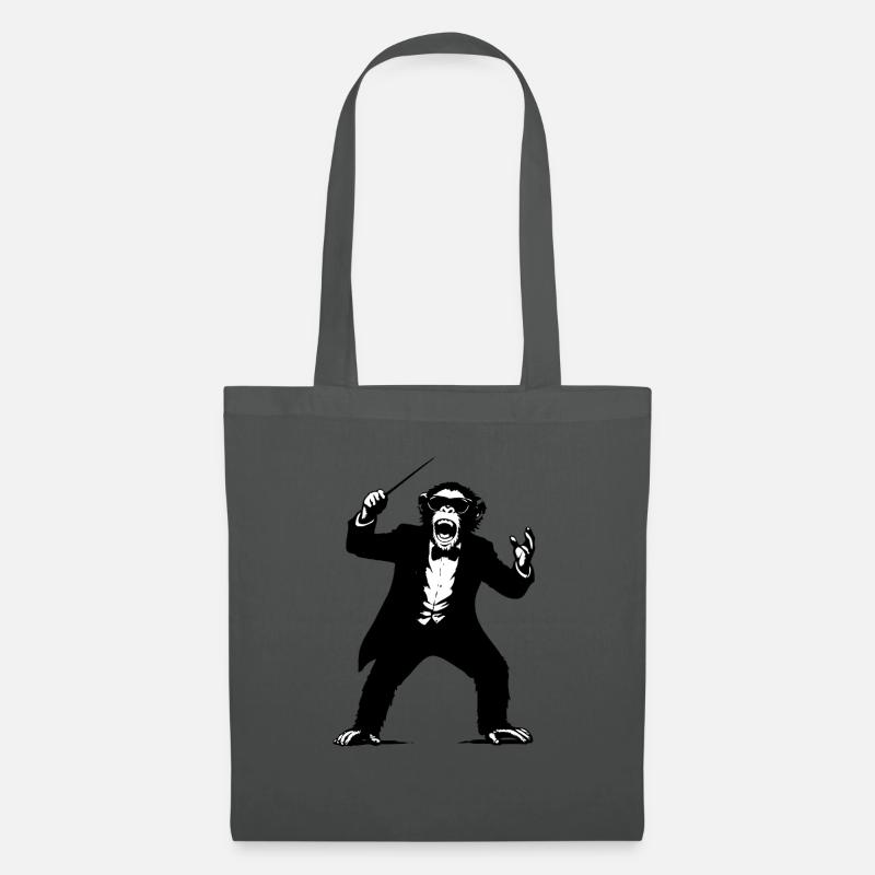 Affen Dirigent im The Monkey Dance Orchestra - Stoffbeutel - Graphite