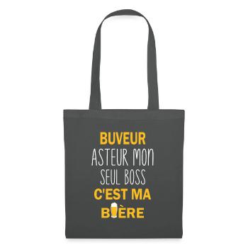 Buveur asteur mon seul boss c'est ma bière - Sac en tissu - gris graphite - Devant