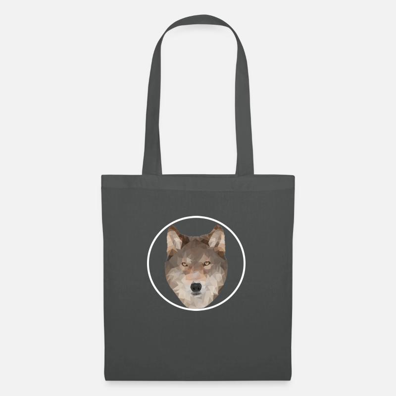 Polygon-Art - Wolf Design - Stoffbeutel - Graphite