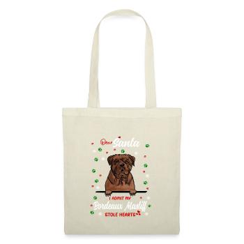 Bordeaux Dogge Hund Weihnachten Hunderasse - Stoffbeutel - Natur - Vorne