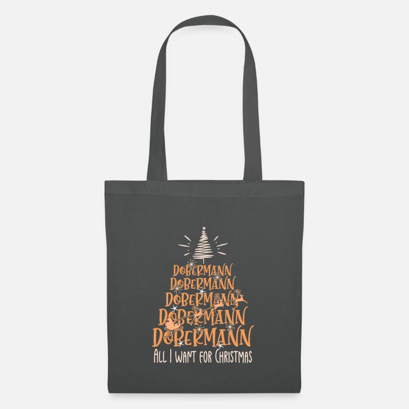Dobermann Hund Weihnachten Hunderasse - Stoffbeutel - Graphite