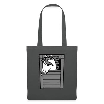 Pferd Pferdestall Pony Pferdchen Guckt Niedlich - Stoffbeutel - Graphite - Vorne